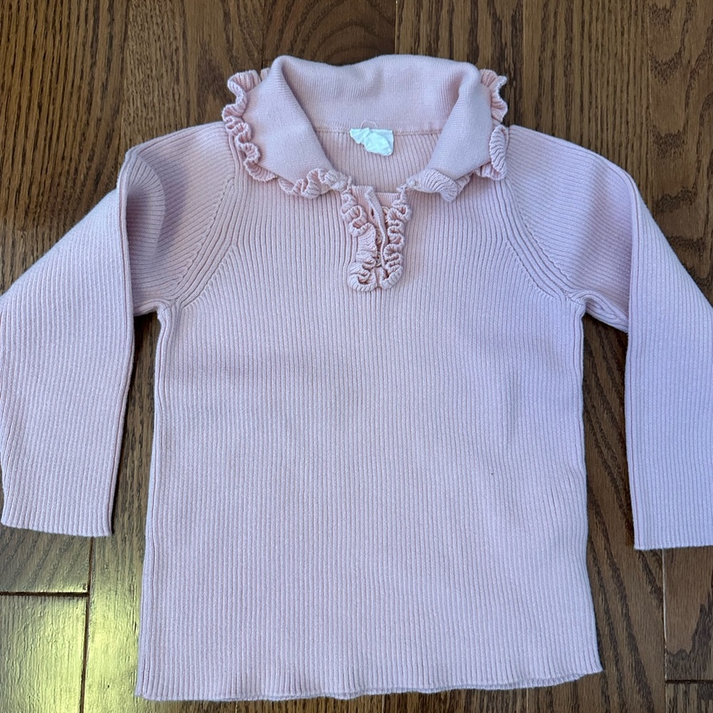 Jamie Kay 1 year Soft Blush Ruffle-Collar Knit Top